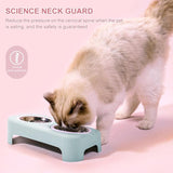 Cat Stainless Steel Bowls Pet Feeding Double Bowl Anti-skid Water Bowl