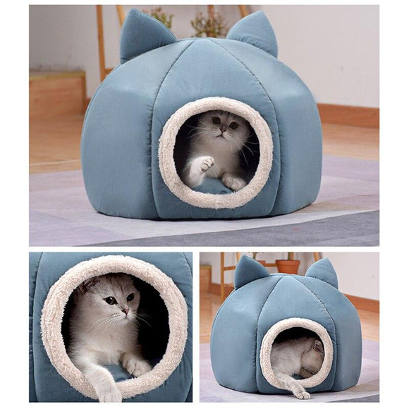 Pet Dog Cat Tent House Kennel Winter Warm Nest Soft Sleeping Sofa Pad