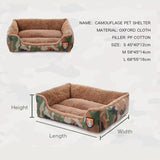 Pet Dog Bed Military Style Camouflage Kennel Washable House Warm Mat