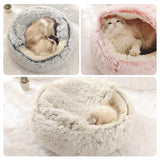 Hot Plush Round Cat Bed Cat Warm House Soft Long Plush Pet Dog Bed For