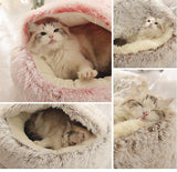 Hot Plush Round Cat Bed Cat Warm House Soft Long Plush Pet Dog Bed For