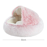 Hot Plush Round Cat Bed Cat Warm House Soft Long Plush Pet Dog Bed For