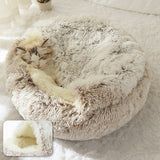 Hot Plush Round Cat Bed Cat Warm House Soft Long Plush Pet Dog Bed For