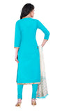 Sky Blue Cotton Embroidered Party Wear Salwar Suit