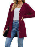 Ribbed Button Up Long Sleeve Cardigan