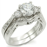 Rhodium Brass Ring with AAA Grade CZ  in Clear