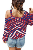 Striped Asymmetrical Neck Long Sleeve T-Shirt