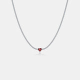 Inlaid Zircon Heart 925 Sterling Silver Necklace