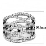 3W1465 - Rhodium Brass Ring with AAA Grade CZ  in Clear