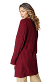 Basic Bae Full Size Ribbed Round Neck Long Sleeve Slit Top