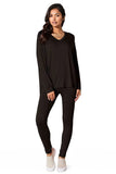 Basic Bae Full Size V-Neck Soft Rayon Long Sleeve Top and Pants Lounge Set