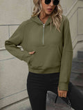 Zip-Up Raglan Sleeve Hoodie with Pocket