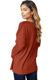 Basic Bae Full Size Ribbed Half Button Long Sleeve T-Shirt