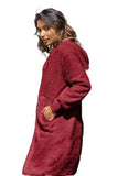 Double Take Full Size Hooded Teddy Bear Jacket with Thumbholes