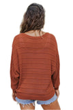 Striped Ribbed Trim Round Neck Sweater