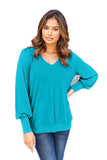 Basic Bae Full Size V-Neck Lantern Sleeve Blouse