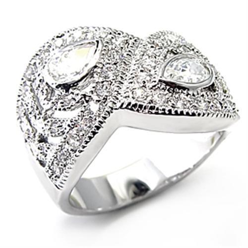 Rhodium Brass Ring with AAA Grade CZ in Clear