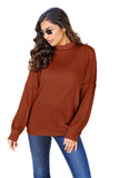 Basic Bae Full Size Ribbed Exposed Seam Mock Neck Knit Top