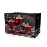 13-Piece Kitchen Cookware Set Burgundy Collection