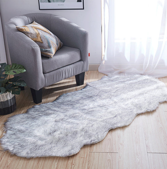 Luxury Dark Grey Faux Fur Decorative Rug 32