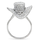 TS015 - Rhodium 925 Sterling Silver Ring with AAA Grade CZ  in Clear