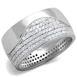 Rhodium 925 Sterling Silver Ring with AAA Grade CZ in Clear