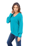 Basic Bae Full Size V-Neck Lantern Sleeve Blouse