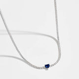 Inlaid Zircon Heart 925 Sterling Silver Necklace