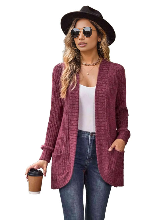 Open Front Cardigan with Pockets