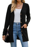 Ribbed Button Up Long Sleeve Cardigan