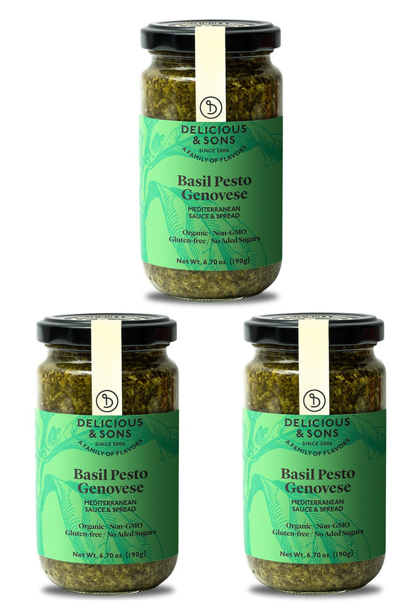 Delicious & Sons Organic Basil Pesto Genovese 6.70 oz (Pack of 3)