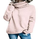 Women's casual tops round neck solid color sweater