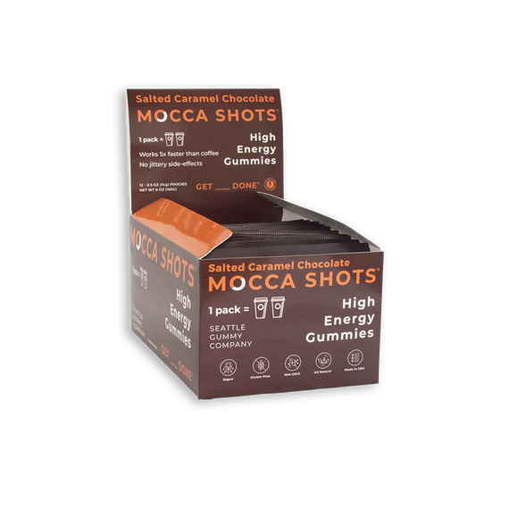 Mocca Shots Salted Caramel Chocolate Caffeine Gummy 12-pack