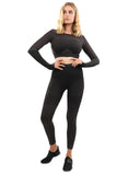 Decata Seamless Leggings & Sports Top Set - Black & Brown