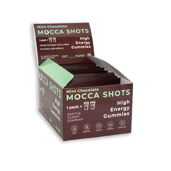 Mocca Shots Mint Chocolate Caffeine Gummy 12-pack 12x2 shots