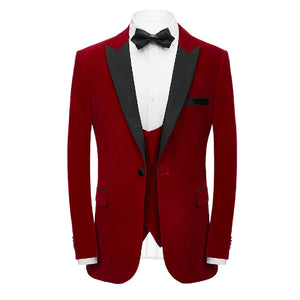 Mens Velvet Peak Lapel Banquet Party Suit Jacket