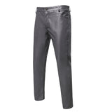 Mens Leather Pants Night Club Metallic Pants/Straight Leg Trousers