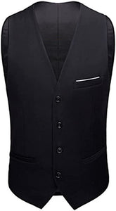 Mens Formal Suit Vest Business Formal Dress Waistcoat Vest with 3 Pockets for Suit or Tuxedo