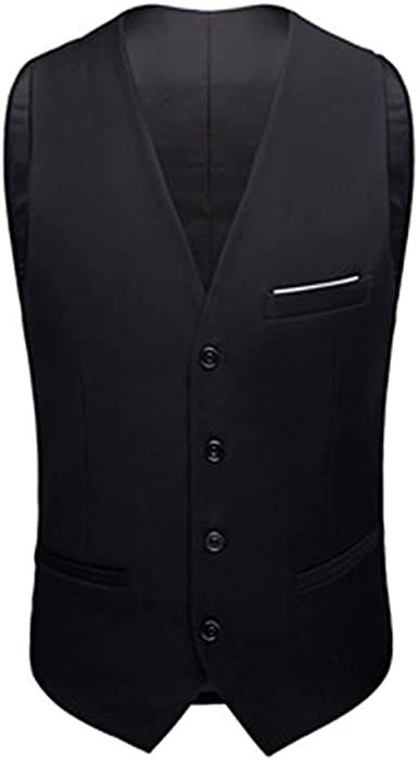 Mens Formal Suit Vest Business Formal Dress Waistcoat Vest with 3 Pockets for Suit or Tuxedo