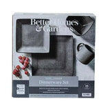 Better Homes & Gardens- Dark Gray Square Stoneware 16-Piece Dinnerware Set