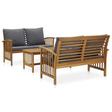 3 Piece Patio Lounge Set with Cushions Solid Acacia Wood