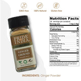 Pride of India – Ginger Fine Ground – Gourmet Spice – Blends Well – Good for Cooking/Baking/Tea & More – No Additives – Fresh Root Powder – Easy to Use – 2.2 oz. Small Dual Sifter Bottle