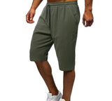 Men's Cotton Linen Drawstring Sports Straight Loose Shorts