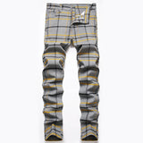 Mens Casual Pants Slim Fit Stretch Pants for Men Plaid Dress Pants