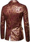 Mens Paisley Tuxedo Jackets Slim Fit Blazers Jacket One Button Stylish Wedding Party Dress Suit