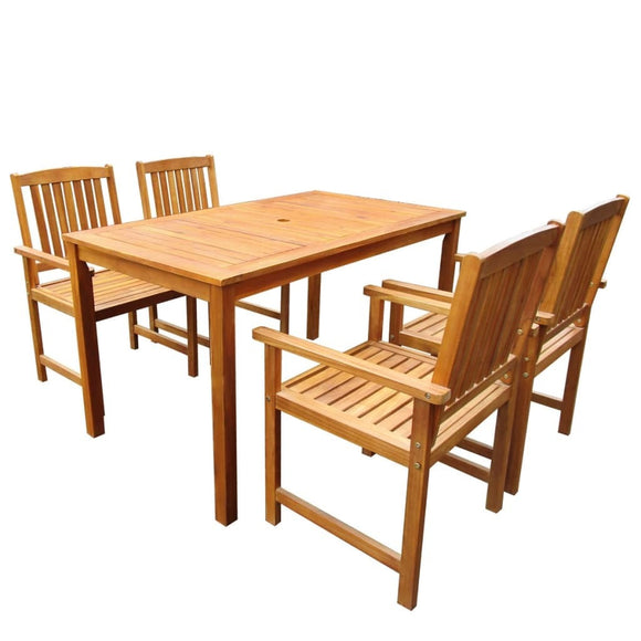 5 Piece Patio Dining Set Solid Acacia Wood