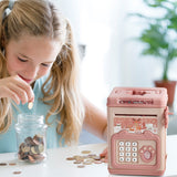 Piggy Bank Toy Cash Coin Money Bank Money Saving Box with Password Fingerprint Voice Prompt Folding Handle for 3+ Years Old Boys Girls