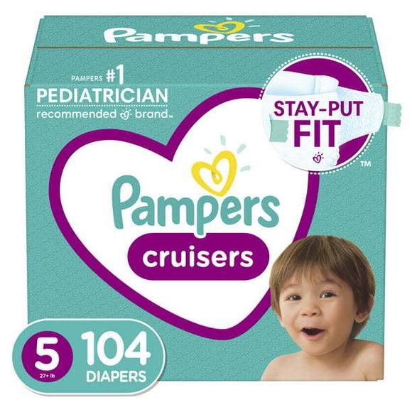 Pampers Cruisers Active Fit Taped Diapers Size 5, 104 Count