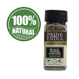 Pride of India – Black Pepper Ground – Ideal for Gourmet Dishes/ Soups/ Stews/ Rubs – Fresh & Preservatives Free – Warming Spice – Easy to Use – 1.65 oz. Small Dual Sifter Jar