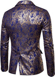 Mens Paisley Tuxedo Jackets Slim Fit Blazers Jacket One Button Stylish Wedding Party Dress Suit